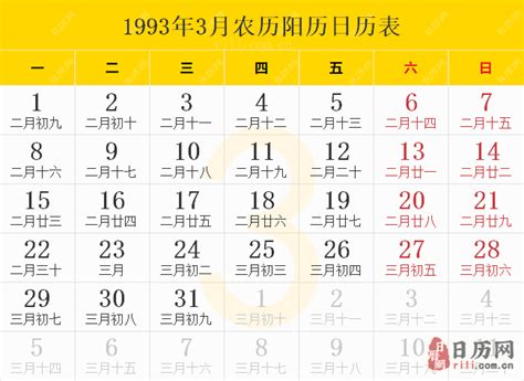 1993年农历|1993年农历阳历表,1993年日历表,1993年黄历